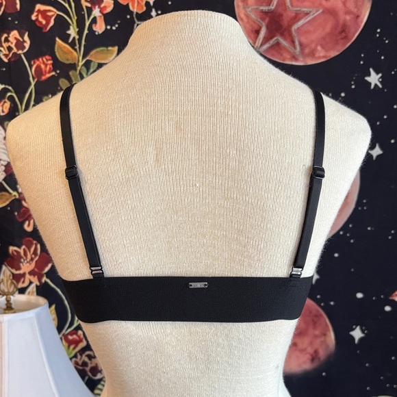 PINK Victoria's Secret Black Bralette with Pink Floral Embroidery - Picture 3 of 9